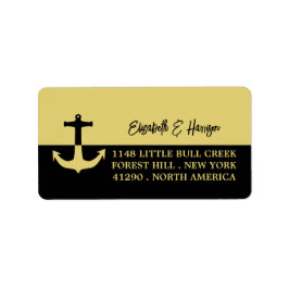 Nautical Anchor - Black Gold - Beach Weddenschap Etiket