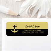 Nautical Anchor - Black Gold - Beach Weddenschap Etiket (Insitu)