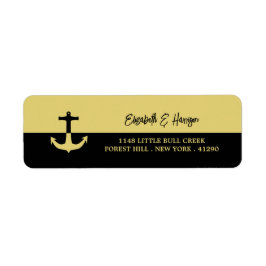 Nautical Anchor - Black Gold - Beach Weddenschap Etiket