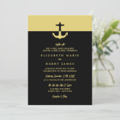 Nautical Anchor - Black Gold - Beach Weddenschap Kaart (Staand voorkant)