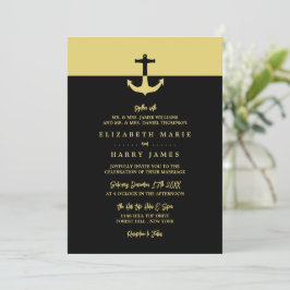 Nautical Anchor - Black Gold - Beach Weddenschap Kaart