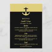 Nautical Anchor - Black Gold - Beach Weddenschap Menu (Voorkant)