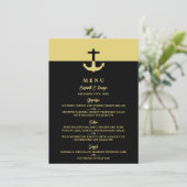 Nautical Anchor - Black Gold - Beach Weddenschap Menu (Staand voorkant)