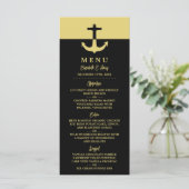 Nautical Anchor - Black Gold - Beach Weddenschap Menu (Staand voorkant)