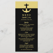 Nautical Anchor - Black Gold - Beach Weddenschap Menu (Voorkant)