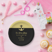 Nautical Anchor - Black Gold - Beach Weddenschap Papieren Bordje (Feest)