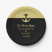 Nautical Anchor - Black Gold - Beach Weddenschap Papieren Bordje (Voorkant)