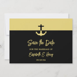 Nautical Anchor - Black Gold - Beach Weddenschap Save The Date