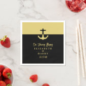 Nautical Anchor - Black Gold - Beach Weddenschap Servet (Insitu)