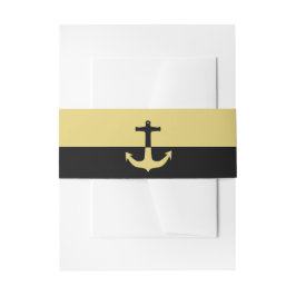 Nautical Anchor - Black Gold - Beach Weddenschap Uitnodigingen Wikkel