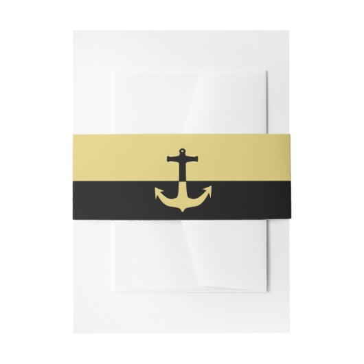 Nautical Anchor - Black Gold - Beach Weddenschap Uitnodigingen Wikkel (Voorkant Voorbeeld)