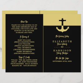 Nautical Anchor - Black Gold - Weddenprogramma