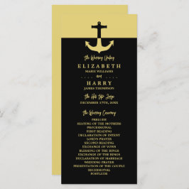 Nautical Anchor - Black Gold - Weddenprogramma Programmakaart