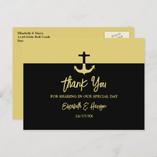 Nautical Anchor - Black Gold - Weddenschap Harteli Briefkaart