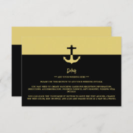 Nautical Anchor - Black Gold - Wedding Detail Informatiekaartje