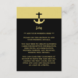 Nautical Anchor - Black Gold - Wedding Detail Informatiekaartje