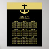 Nautical Anchor, Black Gold, Wedding Seating Chart Poster (Voorkant)