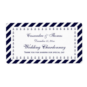 Nautical Anchor Blu Wharapage Stripe H Flaconetike Etiket