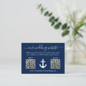 Nautical Anchor Blue 2 QR RSVP Details Weddenschap Informatiekaartje (Staand voorkant)
