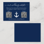 Nautical Anchor Blue 2 QR RSVP Details Weddenschap Informatiekaartje (Voorkant / Achterkant)