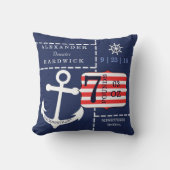 Nautical Anchor Blue Birth Stats Keepomwille Kussen (Voorkant)