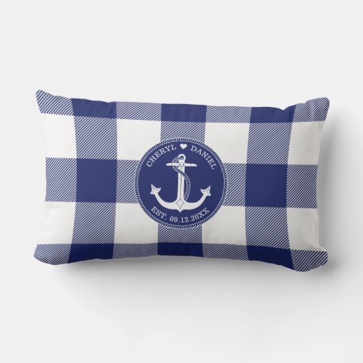 Nautical Anchor Blue Buffalo Play Wedding Kussen (Achterkant)