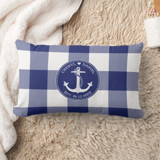 Nautical Anchor Blue Buffalo Play Wedding Kussen (Deken)