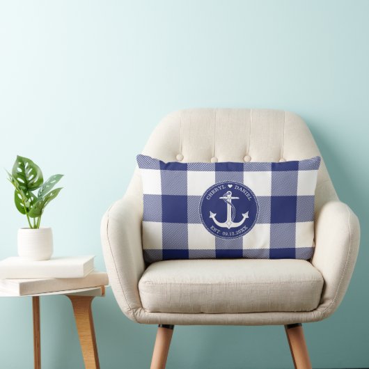 Nautical Anchor Blue Buffalo Play Wedding Kussen (Stoel)