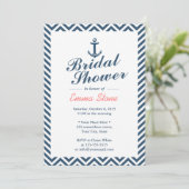 Nautical Anchor Blue Chevron Stripes Vrijgezellenf Kaart (Staand voorkant)