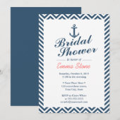 Nautical Anchor Blue Chevron Stripes Vrijgezellenf Kaart (Voorkant / Achterkant)