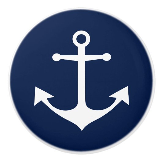 Nautical Anchor Blue Keramische Knop (Voorkant)