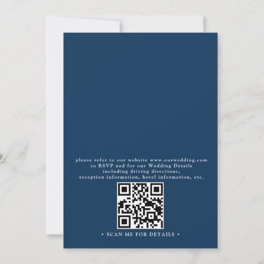 Nautical Anchor Blue Modern Chic QR Code Wedding Kaart (Achterkant)