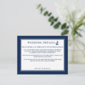 Nautical Anchor Blue Wedding Details Kaart invoege (Staand voorkant)