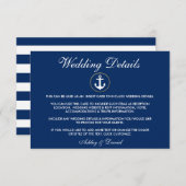 Nautical Anchor Blue Wedding Details Kaart invoege (Voorkant / Achterkant)