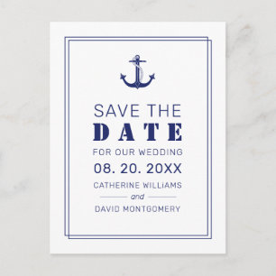 Nautical Anchor Blue Wedding Save the Date Aankondigingskaart