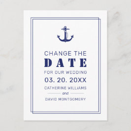 Nautical Anchor Blue Wedding Save the Date Aankondigingskaart