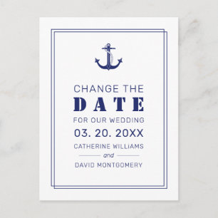 Nautical Anchor Blue Wedding Save the Date Aankondigingskaart