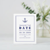 Nautical Anchor Blue Wedding Save the Date Aankondigingskaart (Staand voorkant)