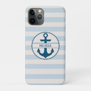 Nautical Anchor Blue White, gepersonaliseerd Case-Mate iPhone Case