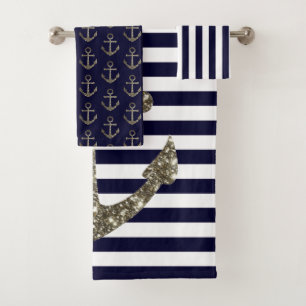 Nautical Anchor Blue White Sailor Bad Handdoek