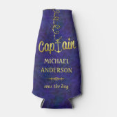 Nautical Anchor Boat Captain Gold | Aangepaste naa Flesjeskoeler (Voorkant)