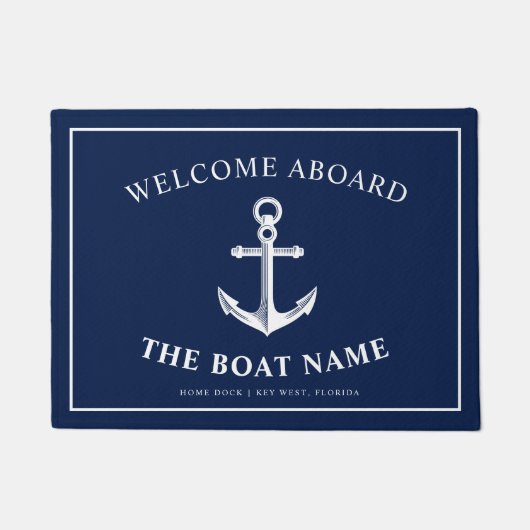 Nautical Anchor Boat & Captain Name Deurmat (Voorkant)
