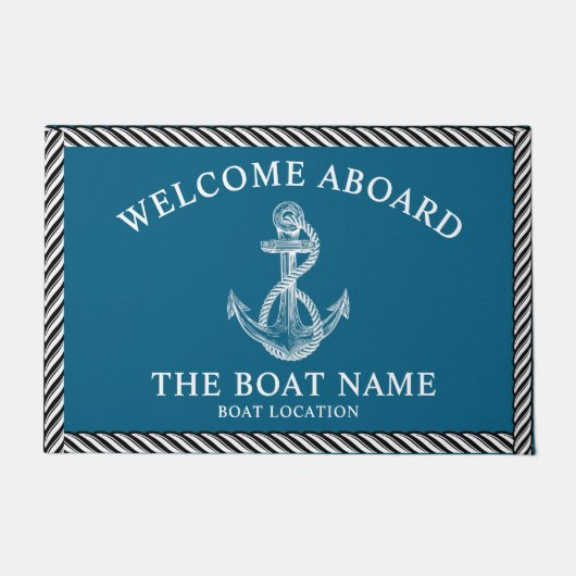 Nautical Anchor Boat & Captain Name, Sailing Gifts Deurmat (Voorkant)