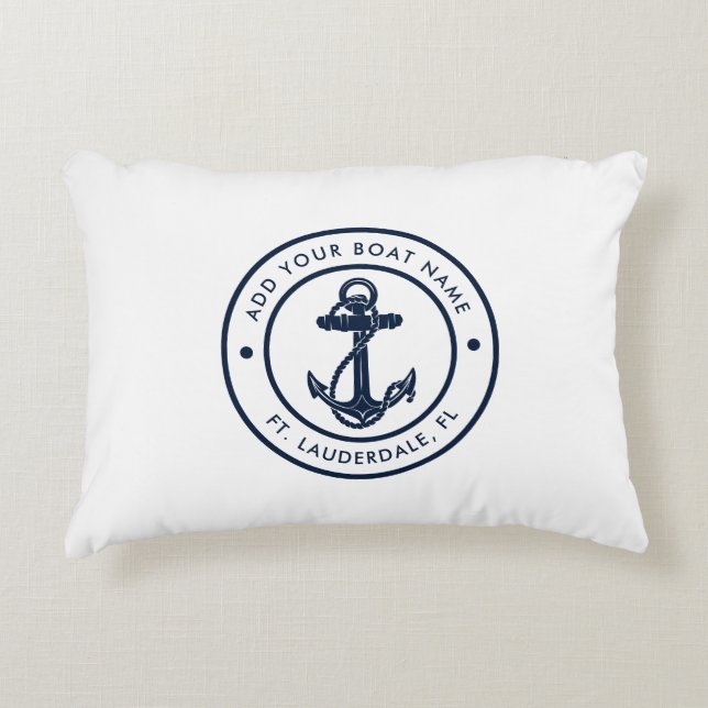 Nautical Anchor Boat Name Beach House Custom Accent Kussen (Voorkant)