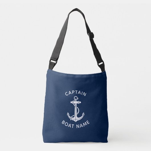 Nautical Anchor Boat Name Captain Custom Crossbody Tas (Voorkant)