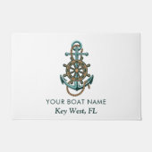 Nautical Anchor Boat Name Coastal Custom Deurmat (Voorkant)