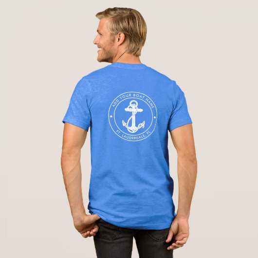 Nautical Anchor Boat Name Custom Tri-Blend Shirt (Voorkant)