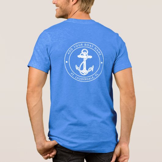 Nautical Anchor Boat Name Custom Tri-Blend Shirt (Achterkant)