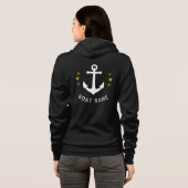 Nautical Anchor Boat Name Gold Star Black Hoodie (Achterkant volledig)
