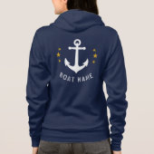 Nautical  Anchor Boat Name Gold Star Navy Hoodie (Achterkant)